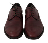 Dolce & Gabbana Red Bordeaux Leather Derby Formal Shoes